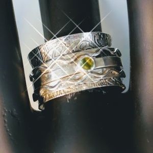 Sterling Silver and Peridot Spinner Ring